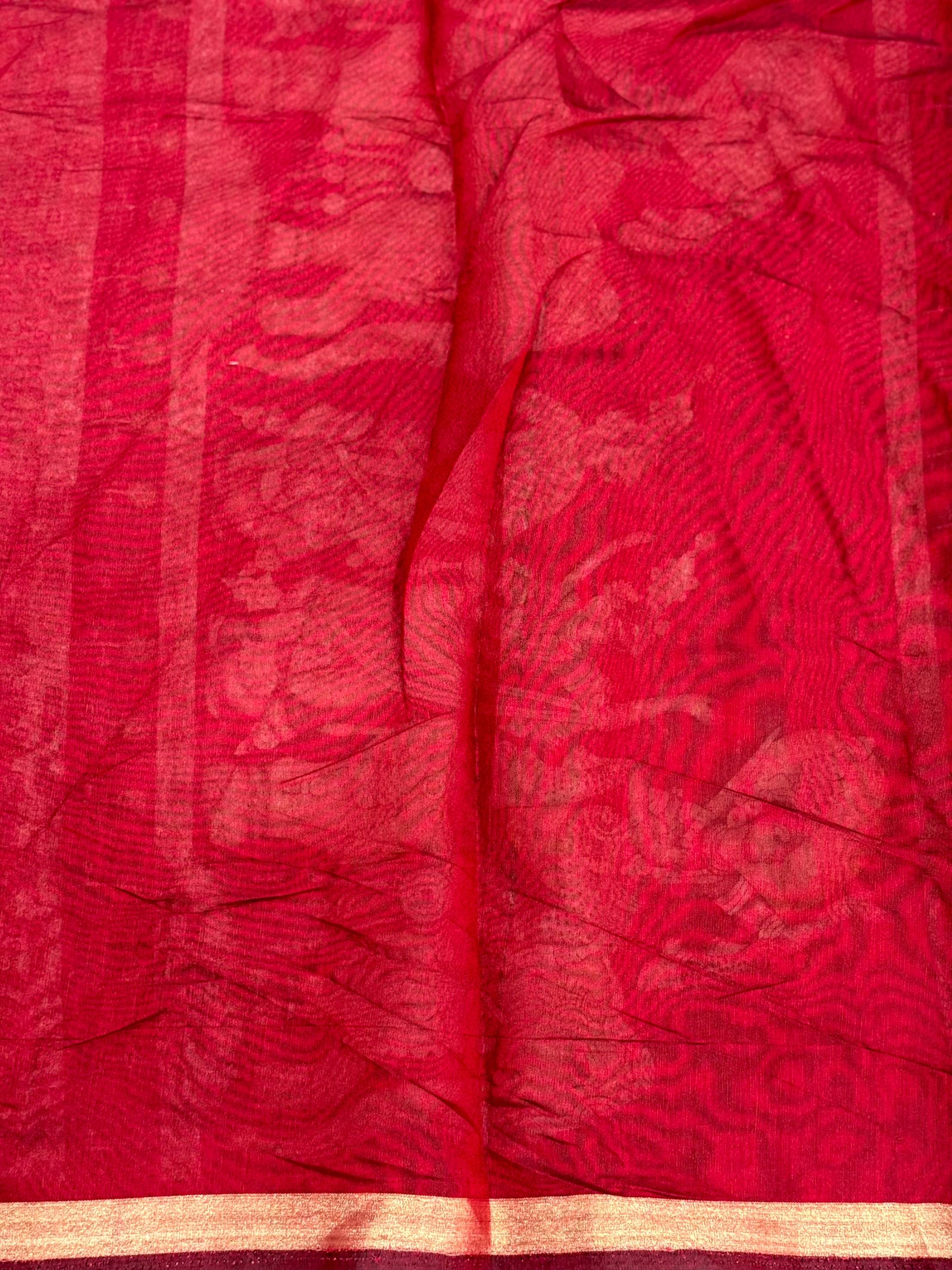 Black Mal Cotton Pen Kalamkari Saree - Image 4