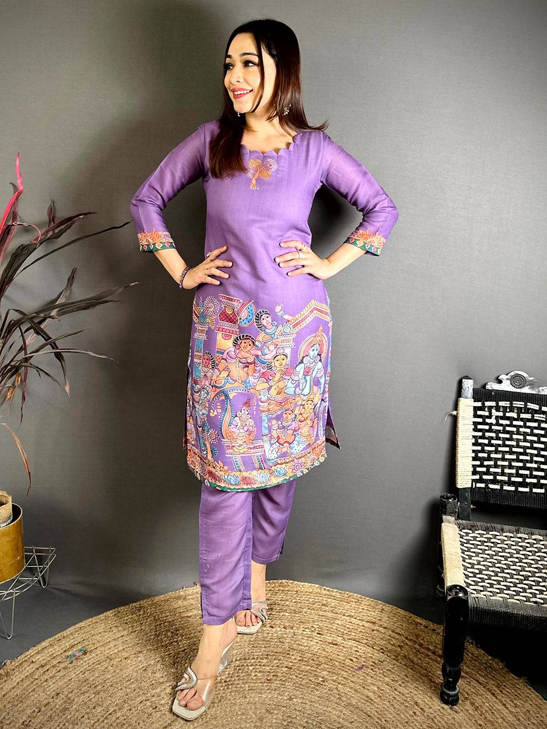 Classic Kalamkari Round Neck Kurti - Image 4