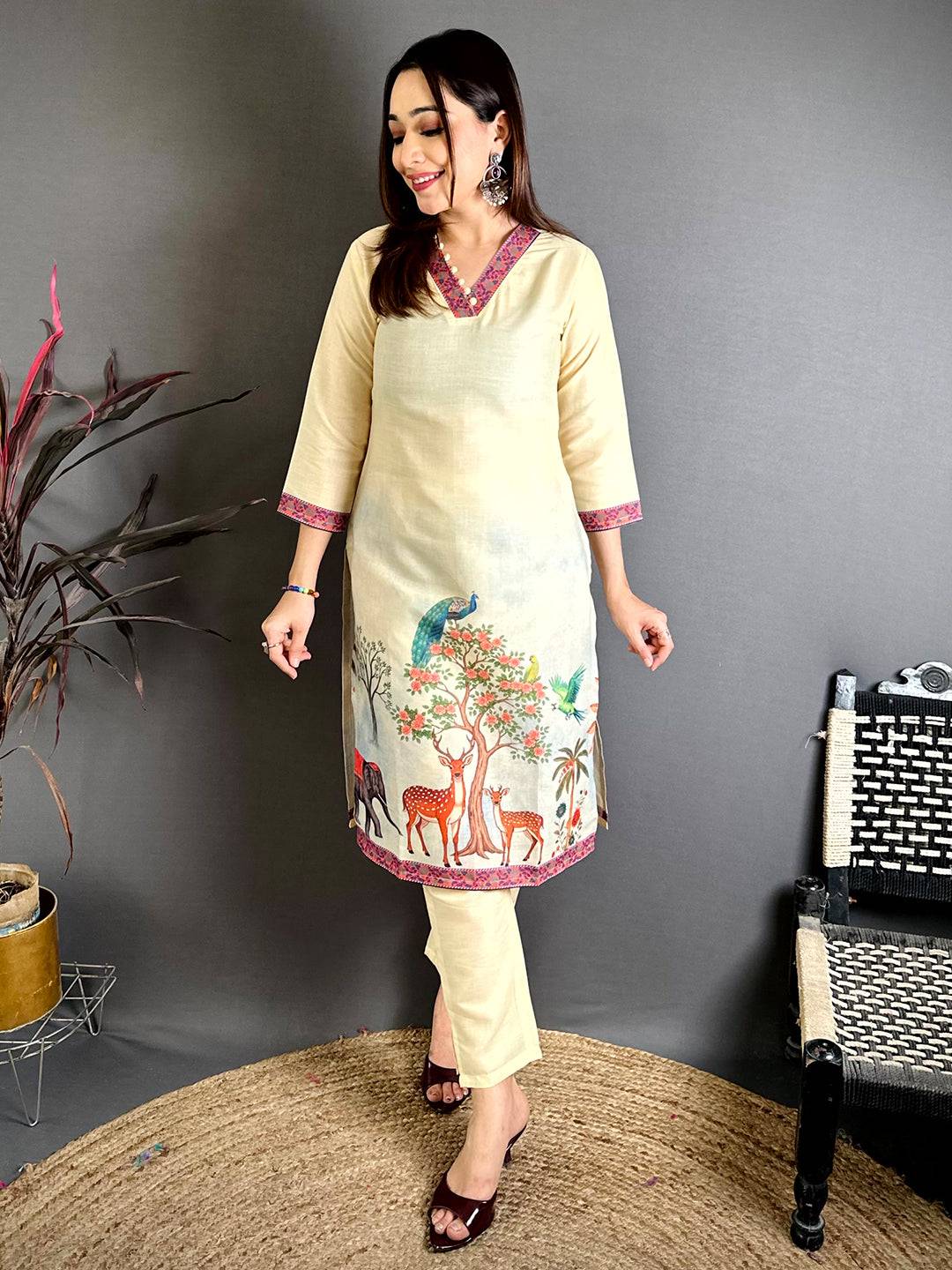 Elegant Mughal Butta Cotton Kurti - Image 3