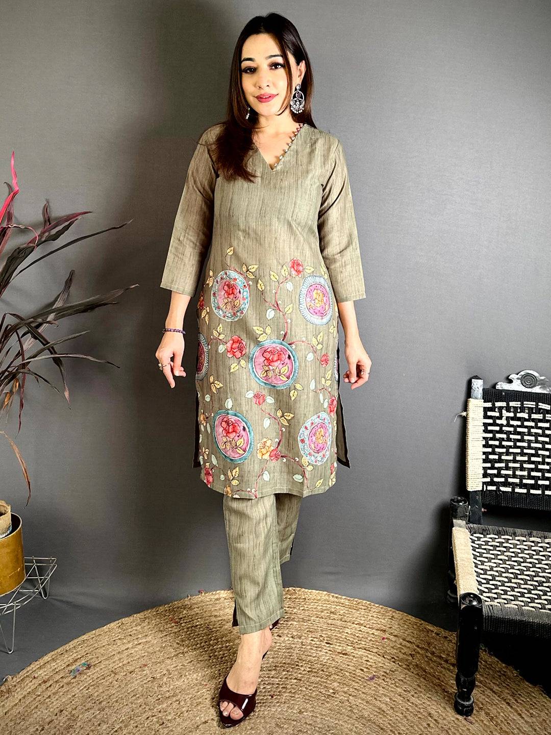 Ethnic Kalamkari Print Mul Kurti - Image 3