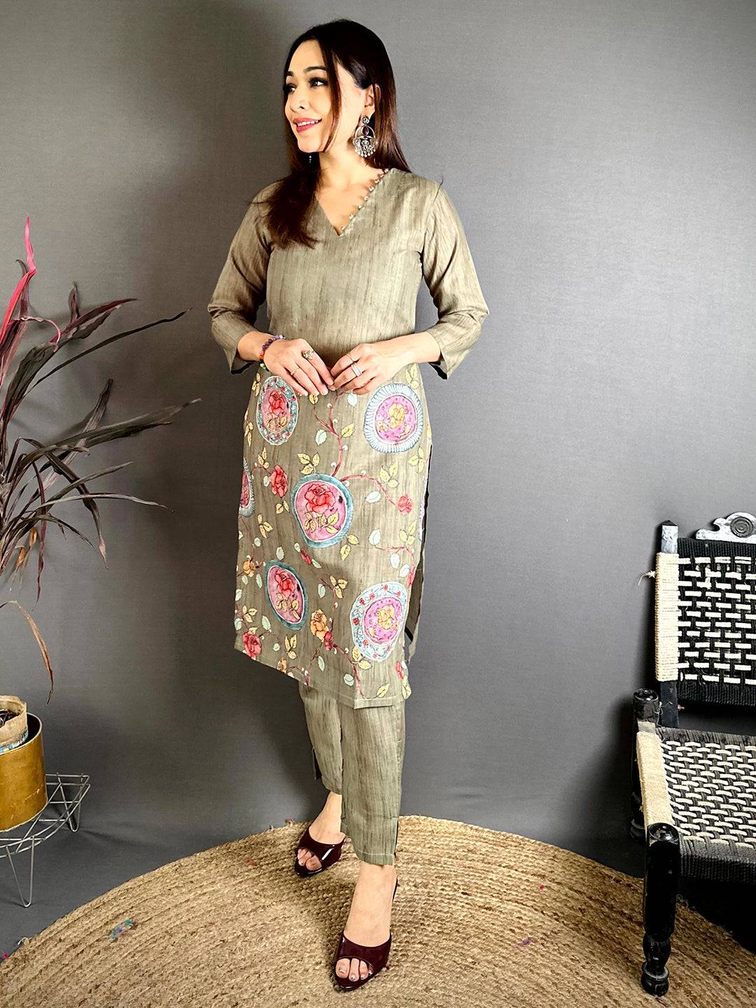 Ethnic Kalamkari Print Mul Kurti - Image 4