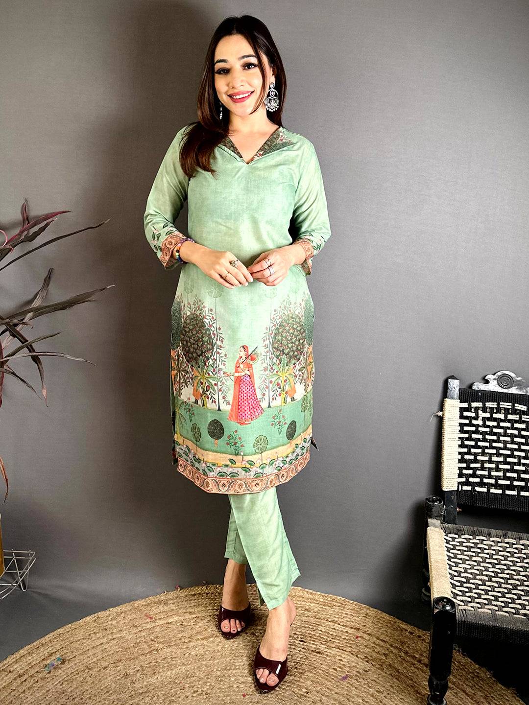 Heritage Mughal Print Cotton Kurti - Image 3