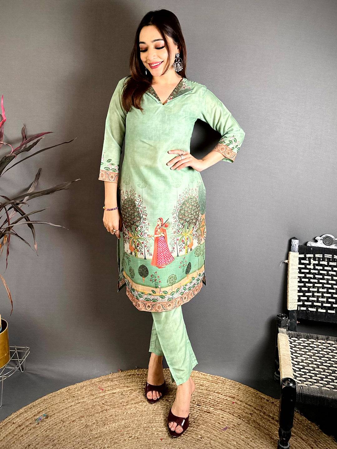 Heritage Mughal Print Cotton Kurti - Image 4