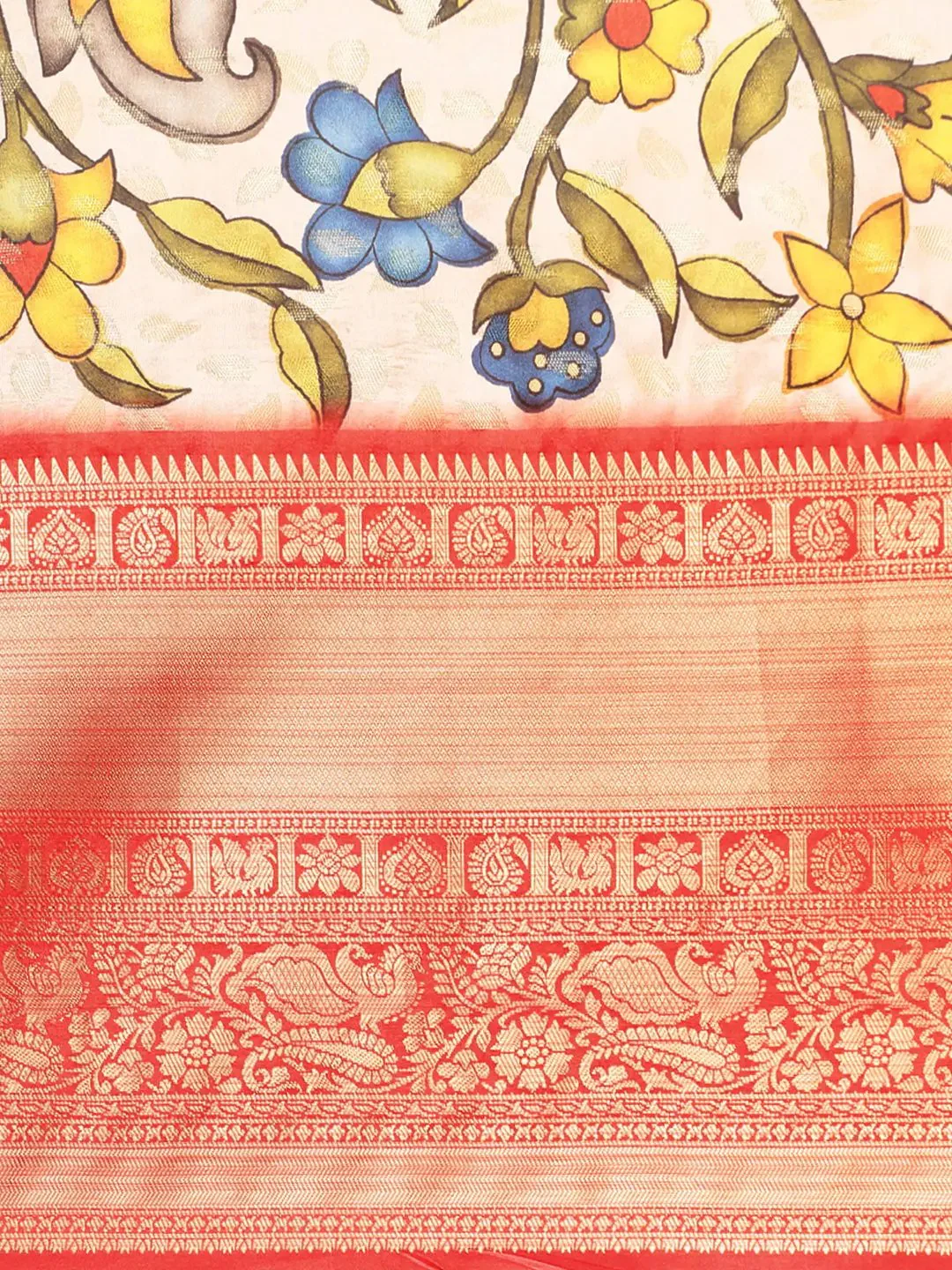 Exquisite Kalamkari Pattu Banarasi Silk Saree - Image 4