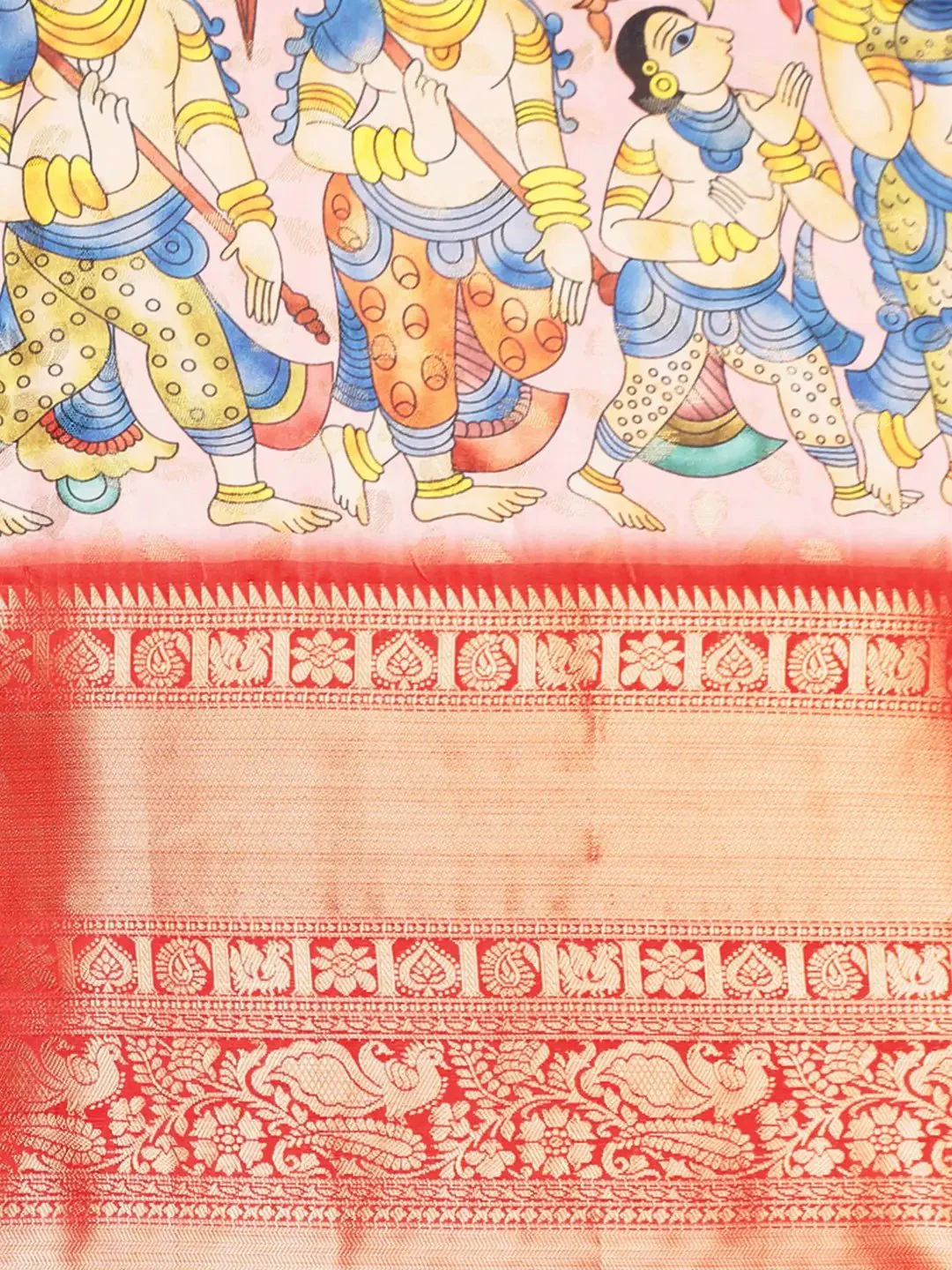 Exquisite Kalamkari Pattu Banarasi Silk Saree - Image 7