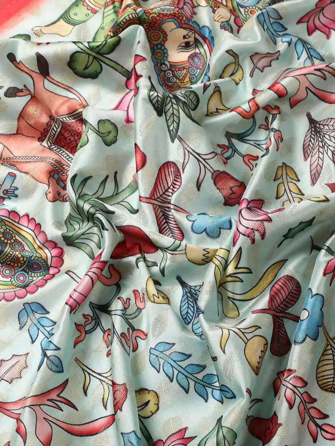 Exquisite Kalamkari Pattu Banarasi Silk Saree - Image 7