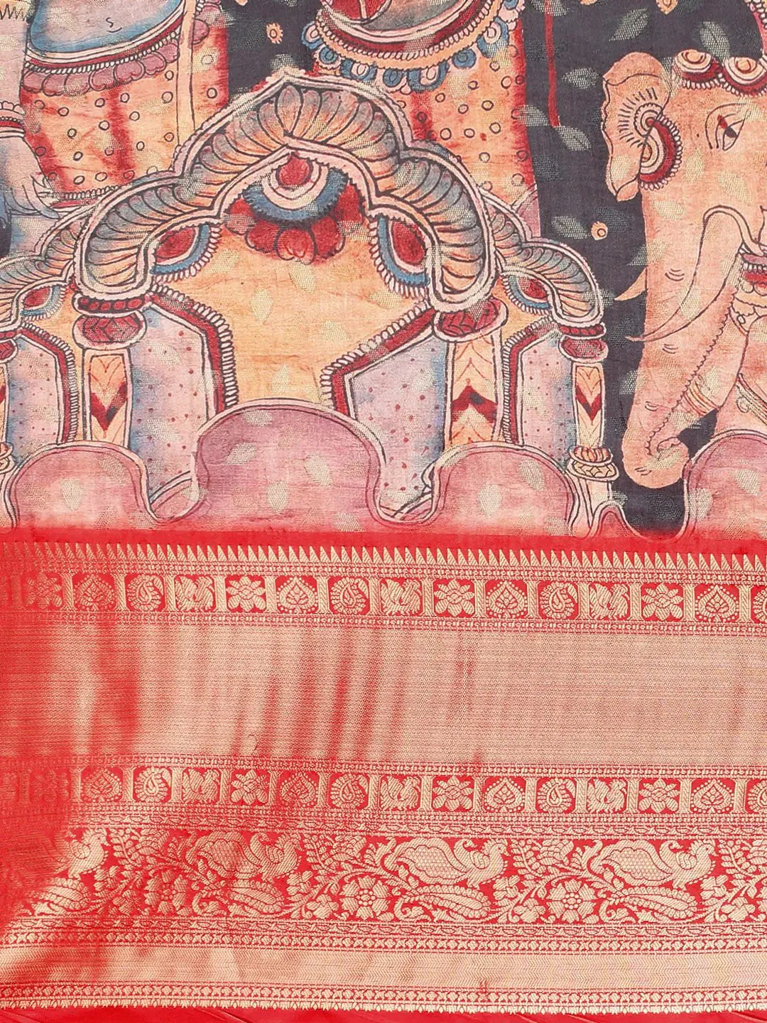 Exquisite Kalamkari Pattu Banarasi Silk Saree - Image 5