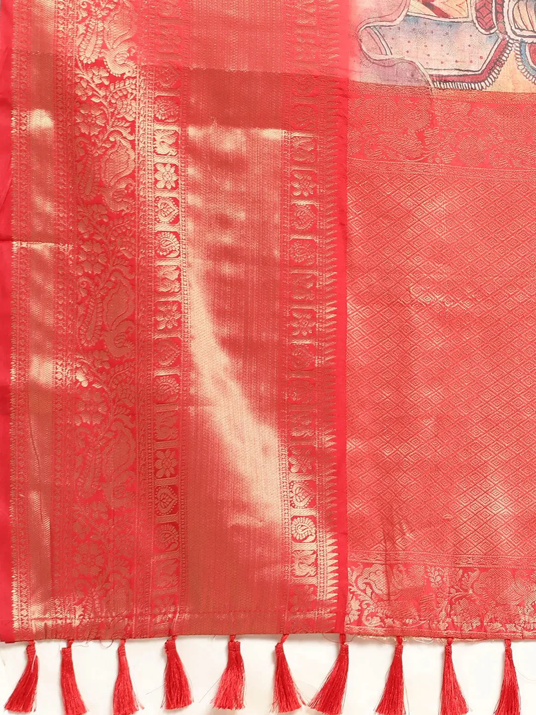 Exquisite Kalamkari Pattu Banarasi Silk Saree - Image 6