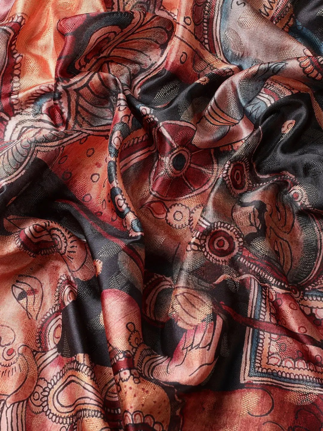 Exquisite Kalamkari Pattu Banarasi Silk Saree - Image 7