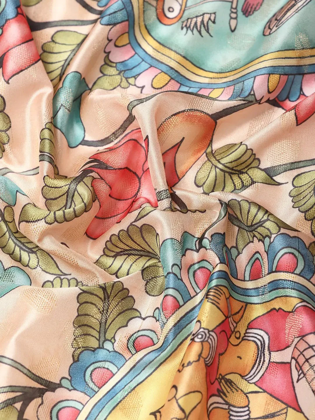 Exquisite Kalamkari Pattu Banarasi Silk Saree - Image 7