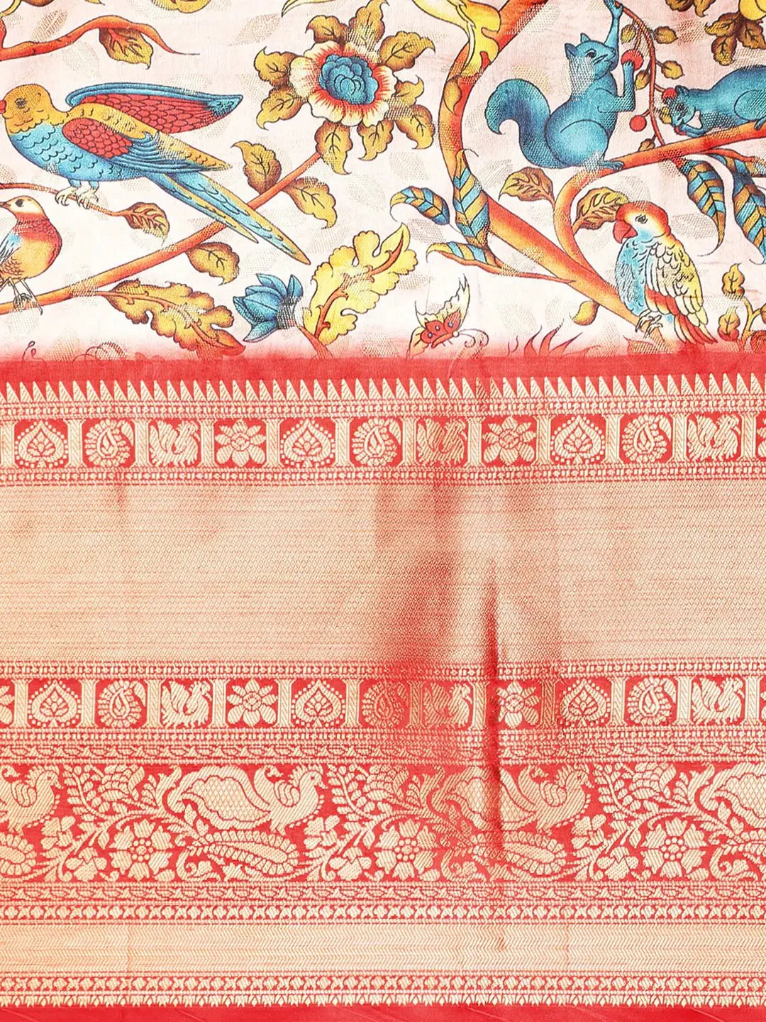 Exquisite Kalamkari Pattu Banarasi Silk Saree - Image 5