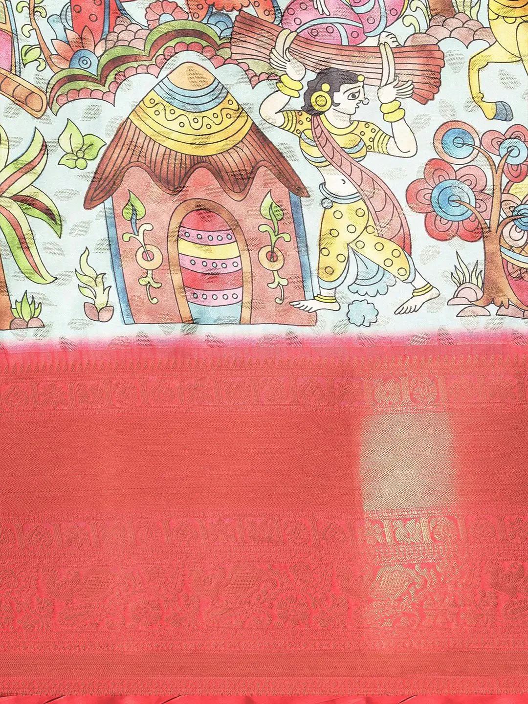 Exquisite Kalamkari Pattu Banarasi Silk Saree - Image 5