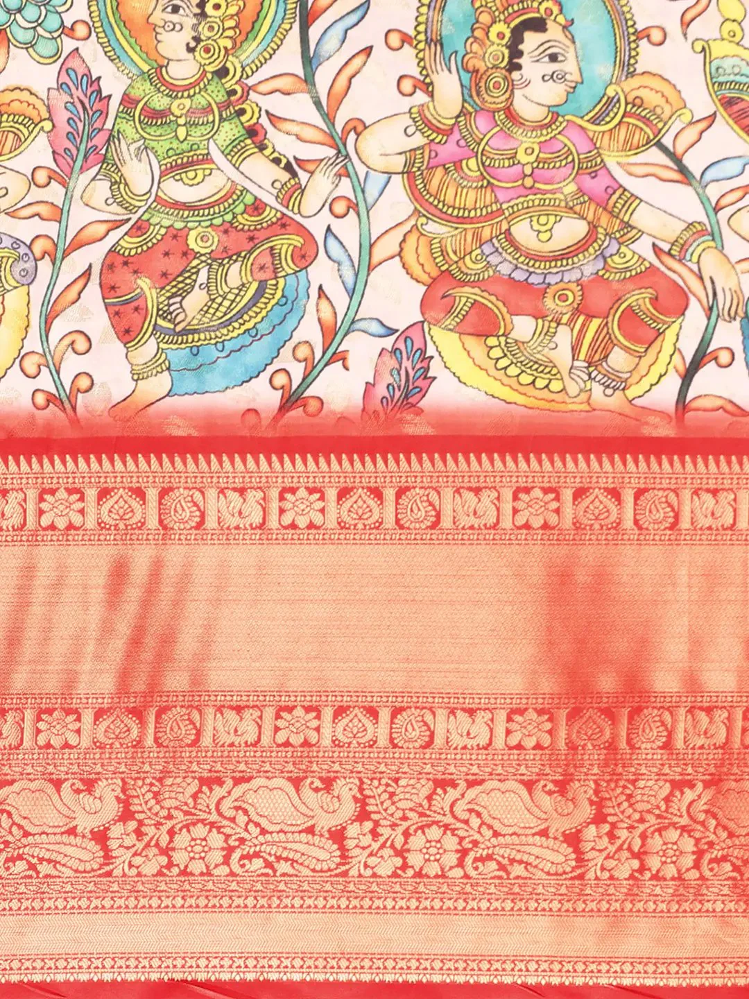 Exquisite Kalamkari Pattu Banarasi Silk Saree - Image 4