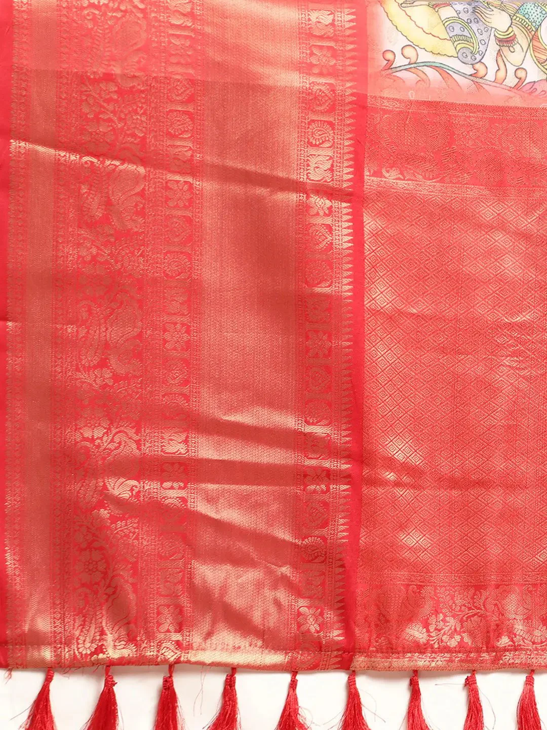 Exquisite Kalamkari Pattu Banarasi Silk Saree - Image 5