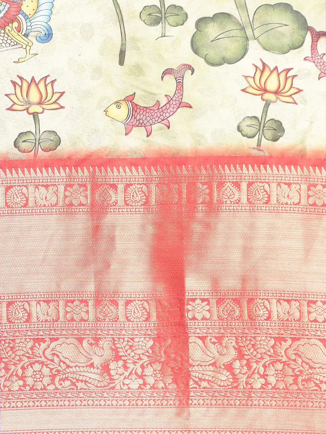 Exquisite Kalamkari Pattu Banarasi Silk Saree - Image 5