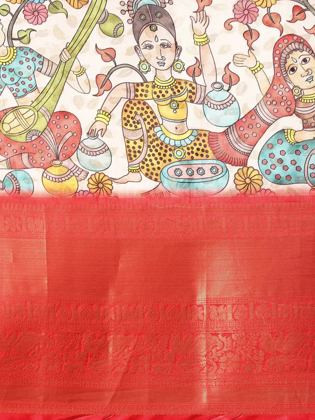 Exquisite Kalamkari Pattu Banarasi Silk Saree - Image 5