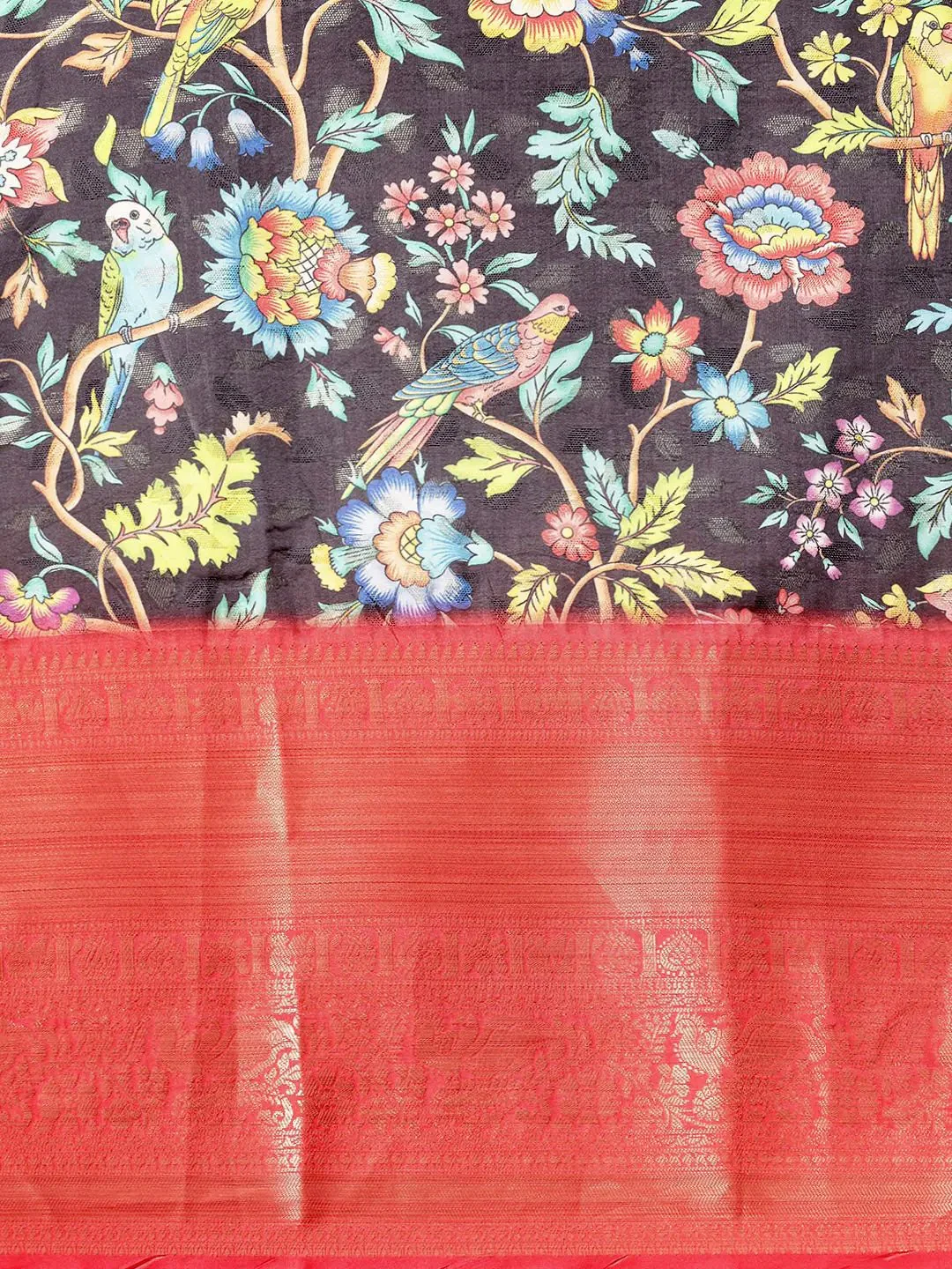Exquisite Kalamkari Pattu Banarasi Silk Saree - Image 5