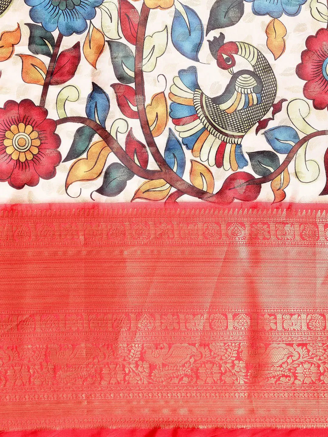 Exquisite Kalamkari Pattu Banarasi Silk Saree - Image 5