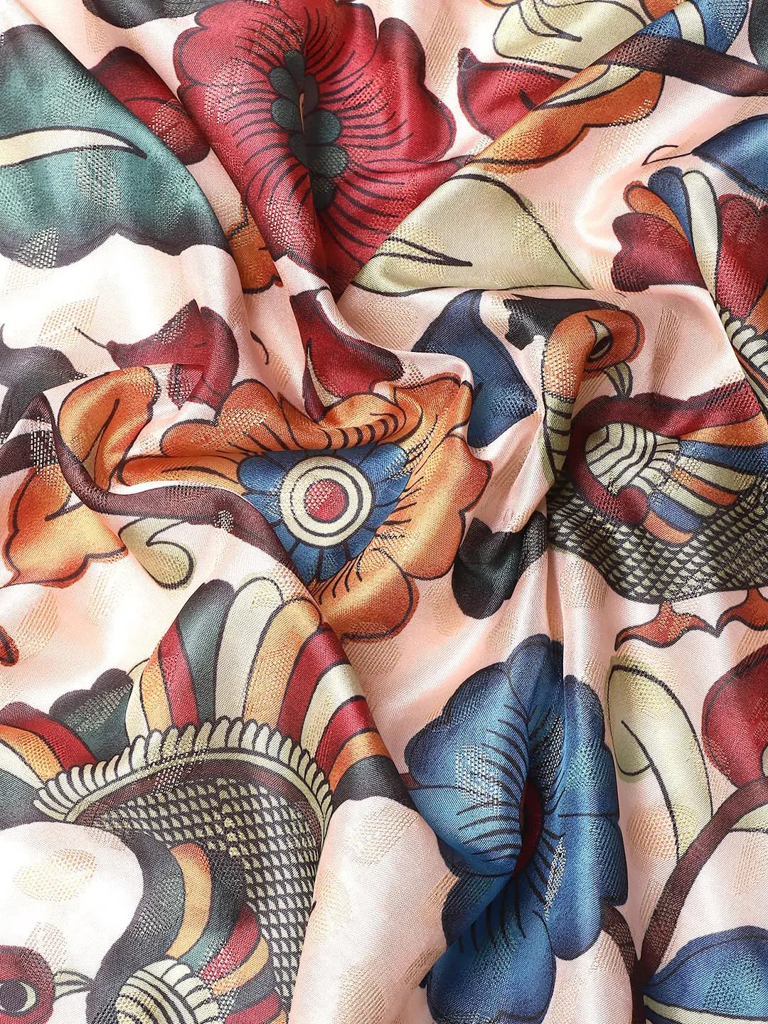 Exquisite Kalamkari Pattu Banarasi Silk Saree - Image 7