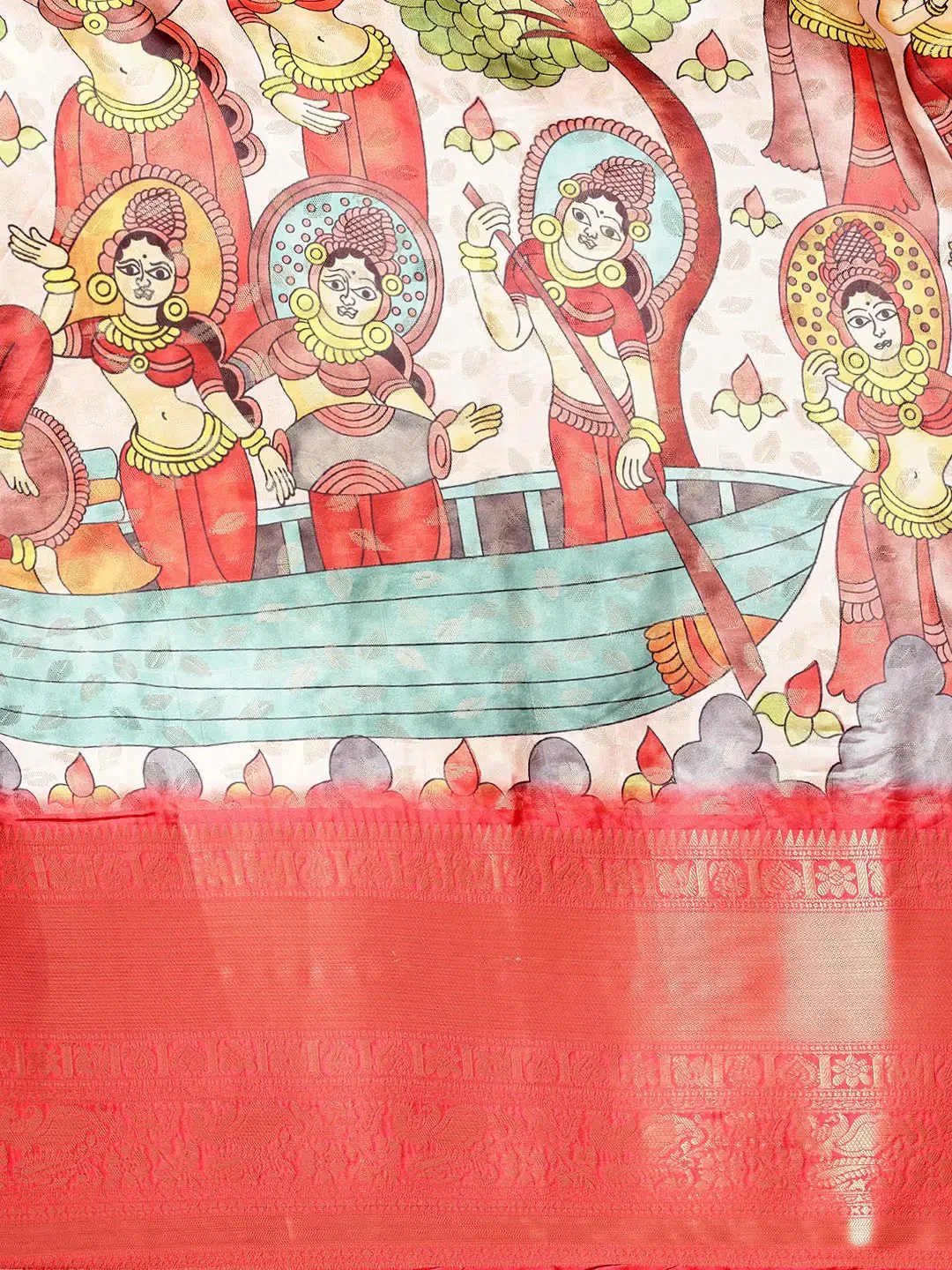 Exquisite Kalamkari Pattu Banarasi Silk Saree - Image 7