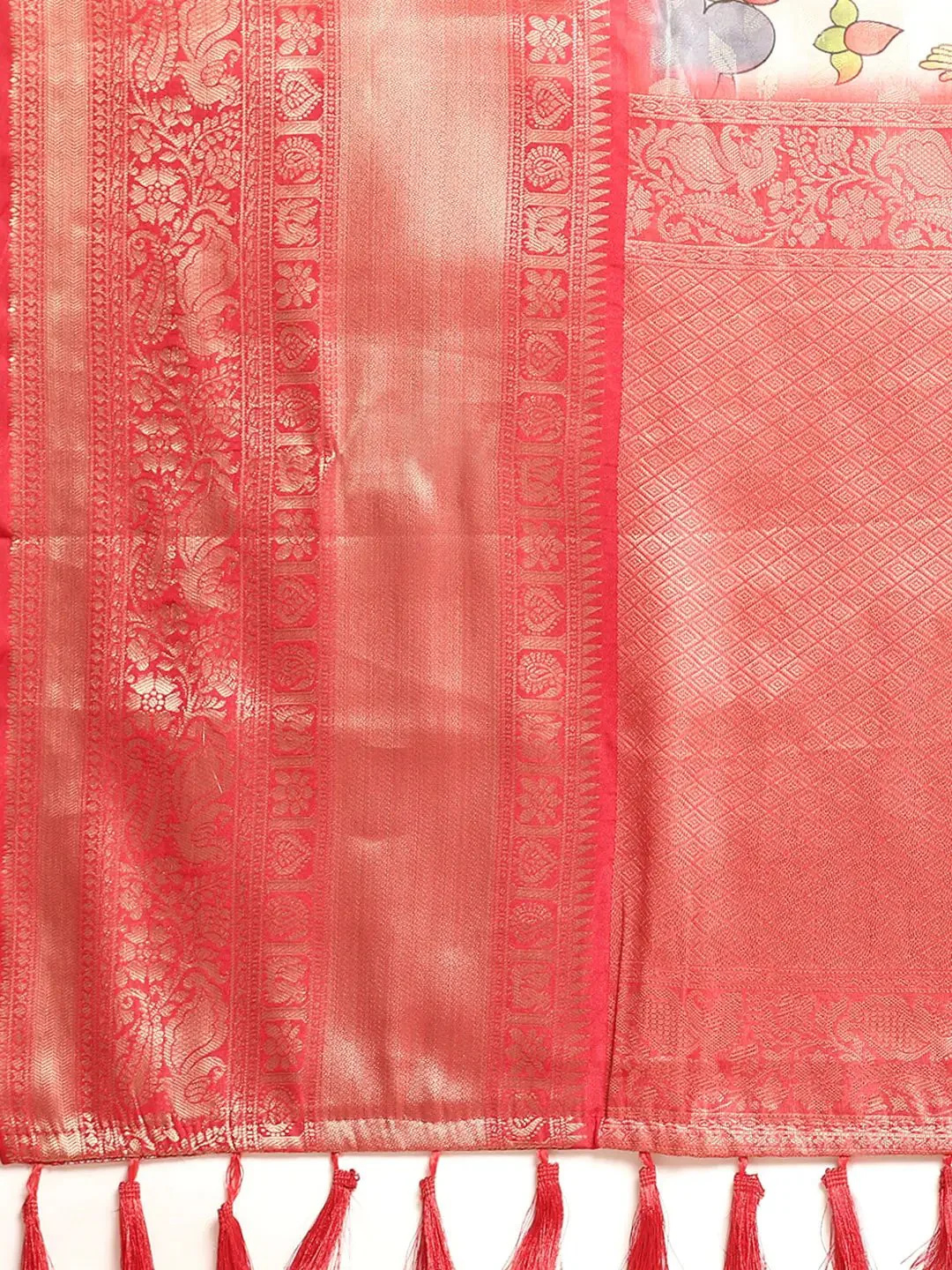 Exquisite Kalamkari Pattu Banarasi Silk Saree - Image 8