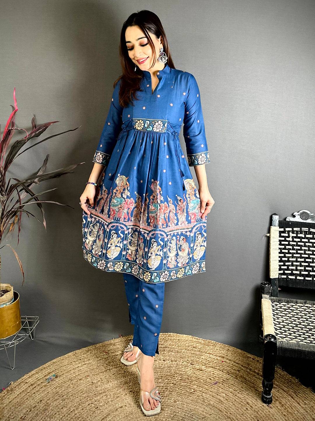 Royal Kalamkari Collar Style Kurti - Image 4